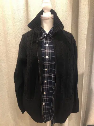 케이블 니트 가디건 & 셔츠 세트