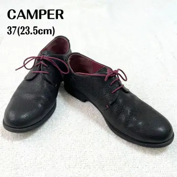 [새상품급] CAMPER 주름 가죽 플레인토 레이스업 가죽 신발 블랙