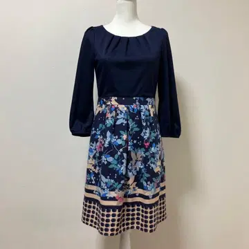 일본제 수나우나 꽃 꽃무늬 네이비 가을 겨울 원피스 성인 디자인