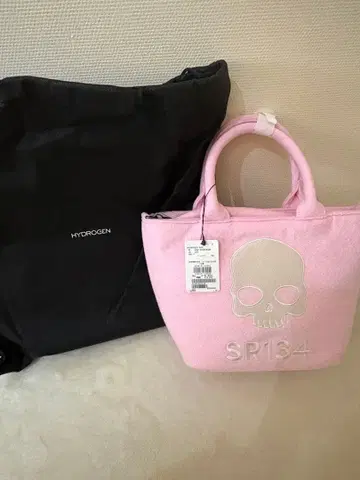 HYDROGEN 스컬 디자인 토트백 핑크