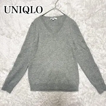 유니클로 캐시미어 100% 스웨터 그레이 V넥 M