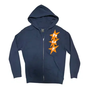 huf 지퍼 후드티 네이비/오렌지 남성용 L