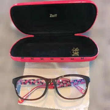 Zoff 미키 패턴 안경 빨간색 케이스 포함