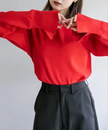 mystic 커브 슬리브 니트 레드