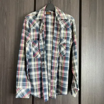 80s 90s US 구제 의류 Wrangler 체크 무늬 웨스턴 셔츠