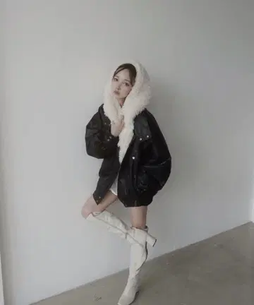 워시 가죽 블루종 Faux Leather Blouson