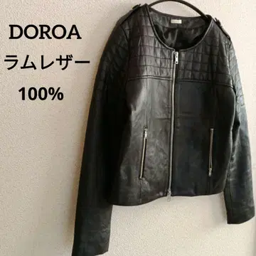 드로아 라무 가죽 자켓 퀼팅 디자인 노카라