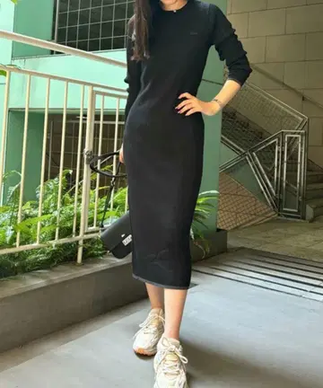 LACOSTE 워셔블 울 리브 니트 드레스 / 리브 니트 원피스