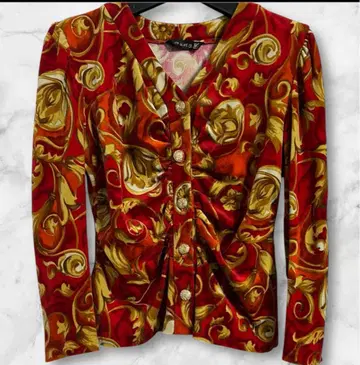 이탈리아 이타리야 꽃무늬 벨벳 가디건