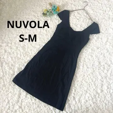 누보라 이탈리아제 스퀘어 넥 타이트 원피스 신축성 있음 블랙 S-M