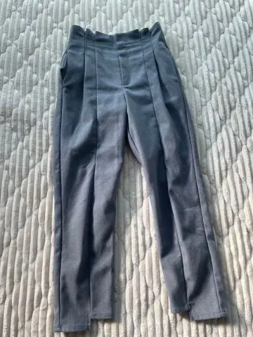 그레이 허리 플리츠 하이웨스트 슬랙스