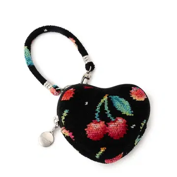 FEILERLoverary 체리 도트 하트형 파우치 블랙