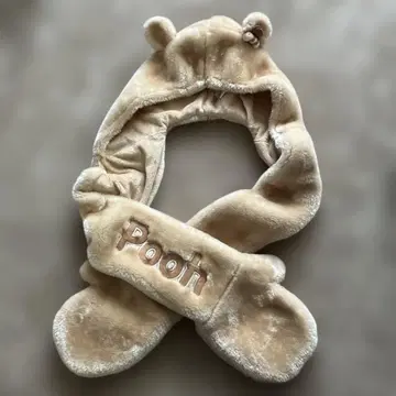 푸우 귀 달린 머플러 장갑