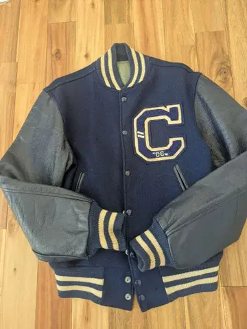 60s Hatchers 울 가죽 바시티 자켓