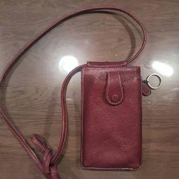 주케로 휠라 가죽 스마트폰 숄더백 빨간색