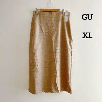 GU 체크 타이트 스커트 XL 베이지 택 포함 새상품