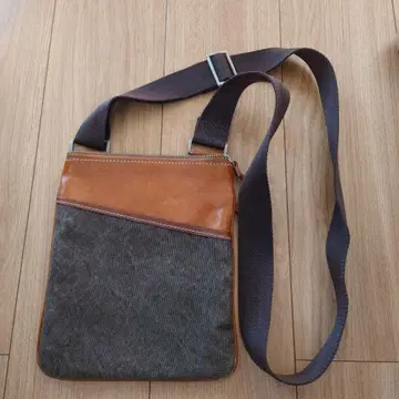 dionigi 브라운 가죽 캔버스 숄더백