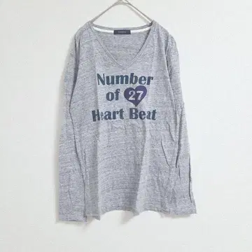 RAGEBLUE 레이지블루 프린트 T셔츠 긴팔 그레이 M V넥