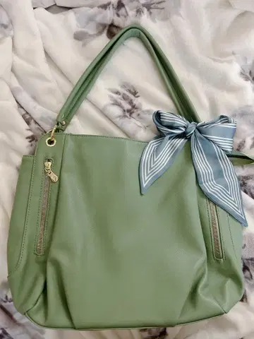 스카프 포함 민트 그린 토트백 여성용