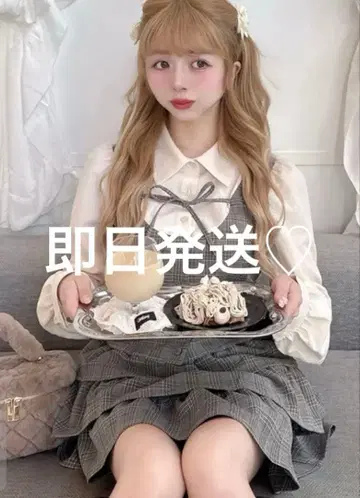 GRL 글렌체크 패턴 셔츠 상의 x 미니 스커트 셋업[tu1865]