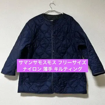 사만사 모스2 노카라 퀼팅 블루종 나일론 네이비