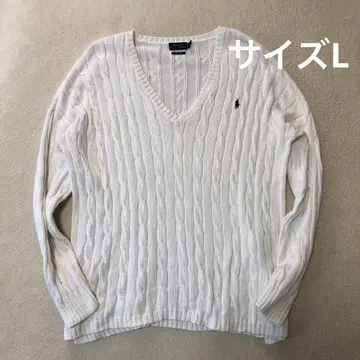 폴로 랄프로렌 케이블 니트 화이트 현행 사이즈 L