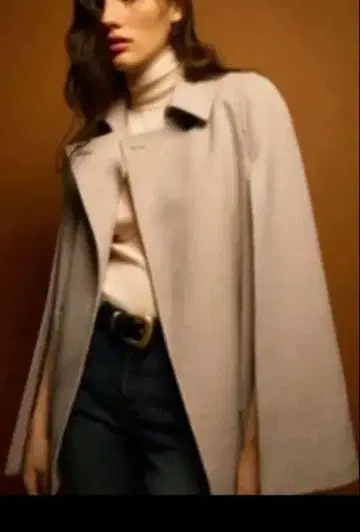 ZARA 베이지 케이프 코트 울 혼방