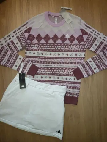 [ 새상품 M ] adidas 아디다스 골프 니트 스웨터 & 스커트