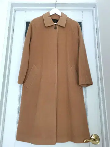 카멜 브라운 롱 코트 캐시미어 혼방 일본제