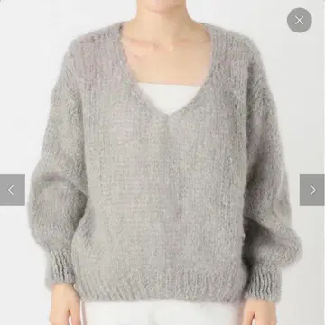 AMERICAN DREAMS V넥 니트 그레이 모헤어
