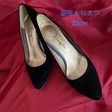 긴자 카네마츠 23cm 블랙x보라색 바이컬러 스웨이드 하이힐