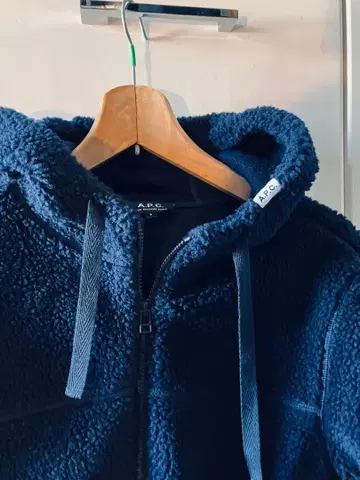 A.P.C. 플리스 후드티 S 네이비 아페세