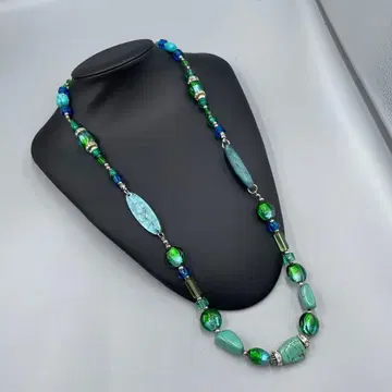 22 빈티지 녹청 비즈의 엘레강트 목걸이