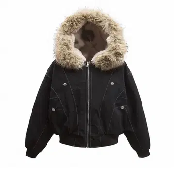 퍼 후드 블랙 다운 자켓 자켓 아우터 그런지 y2k