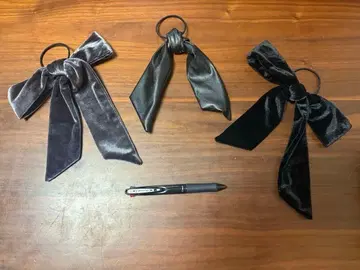 벨벳 인조 가죽 리본 머리끈 3개 세트