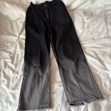 그라데이션 디자인 와이드 레그 데님 팬츠