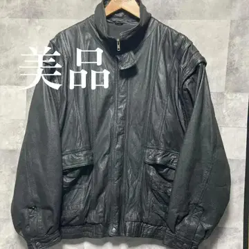 가죽 자켓 블랙 구제 의류 빈티지 아우터 블랙 탈부착 가능