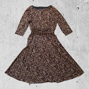 unknown 꽃무늬 원피스 허리 개더 레트로 모던 플레어 스커트