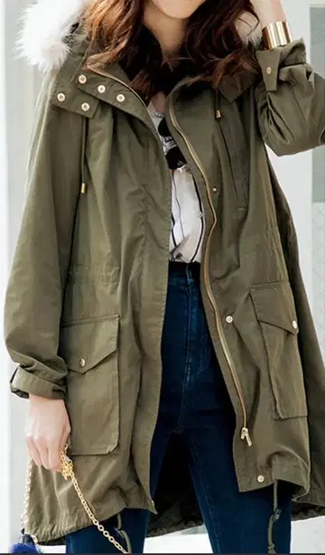 IEDIT 여성스러움에 보아 라이너 포함 A라인 드레스 모즈 코트