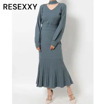 RESEXXY 리젝시 리본 초커 머메이드 니트 원피스