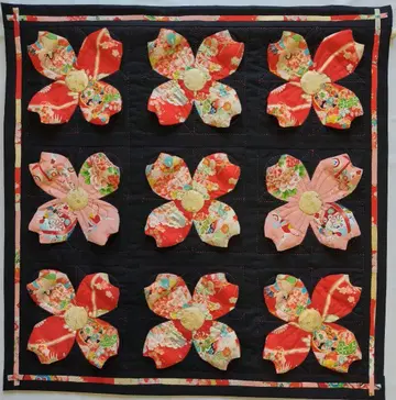 패치워크 태피스트리 기모노 원단 꽃 산수유 시치고산 설날 히나마츠리