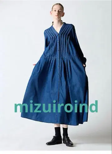 새상품급 미즈이로 인드 데님 핀턱 원피스