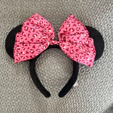 디즈니 미니 레오파드 무늬 표범 무늬 핑크 리본 머리띠