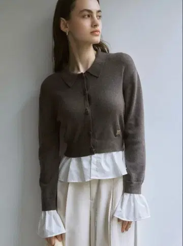 LAGUNAMOON 페플럼 도킹 니트 가디건