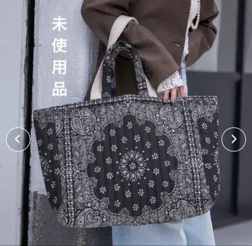 미사용품 SHIPS MALUS: 반다나 퀼팅 빅 토트백 (블랙)