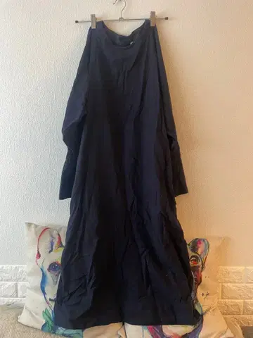 무인 플란넬 네이비 긴팔 롱 원피스 M-L