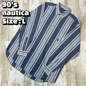 [레어] 노티카 90S 긴팔 스트라이프 패턴 BD 셔츠 L