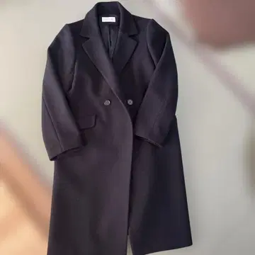 GLOBAL WORK 블랙 더블 브레스트 롱 코트