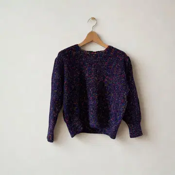 일본제 빈티지 니트 퍼프 슬리브 다색 네프 핸드니트 M 사이즈