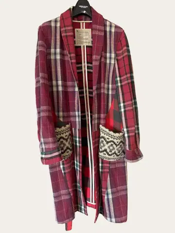 ink 잉크 리메이크 가운 체크 롱 가디건